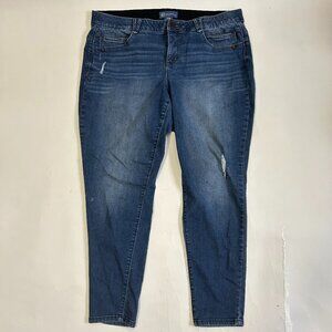 Democracy "Ab" Solution Women Size 20W Blue Distressed Denim Jeans Comfort waist